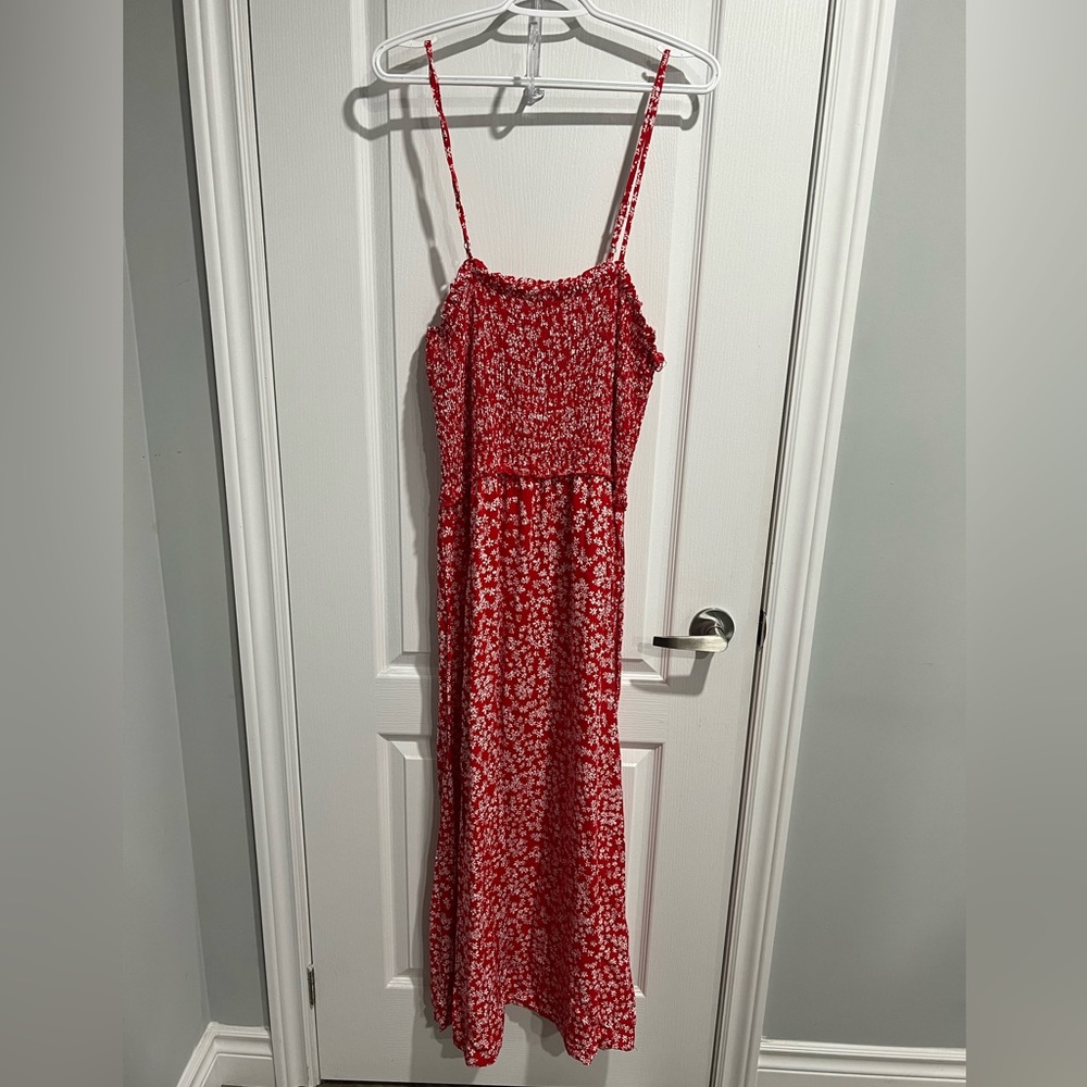 Summer dress Red Floral Spaghetti Strap Dress